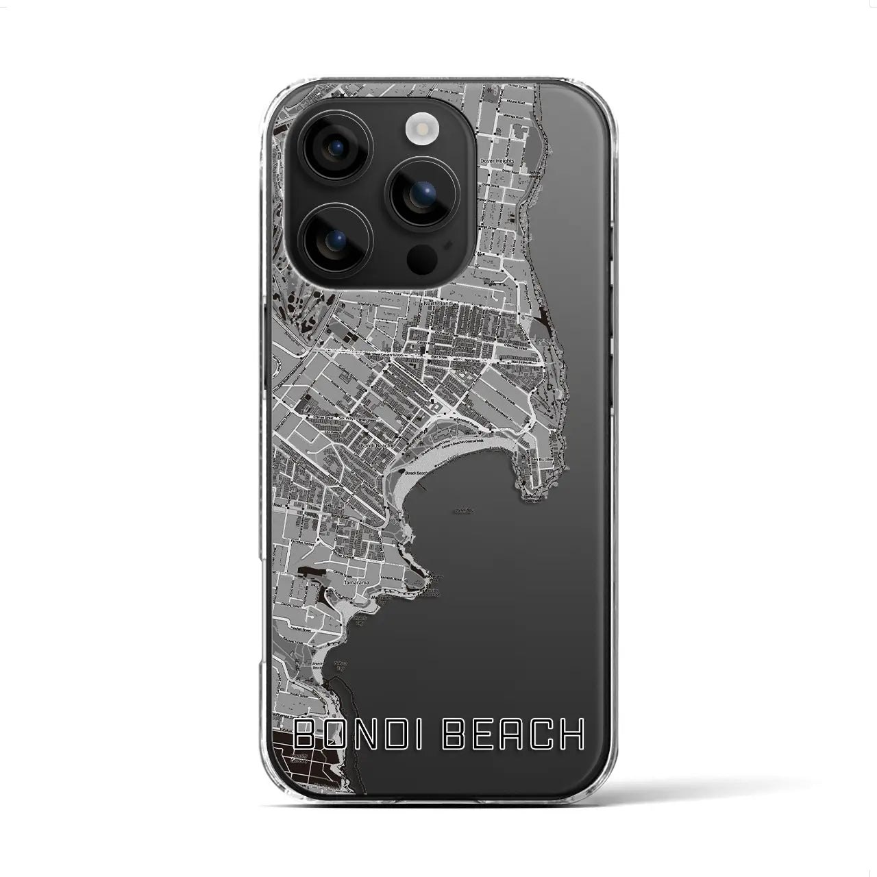 【ボンダイビーチ（オーストラリア）】地図柄iPhoneケース（クリアタイプ）