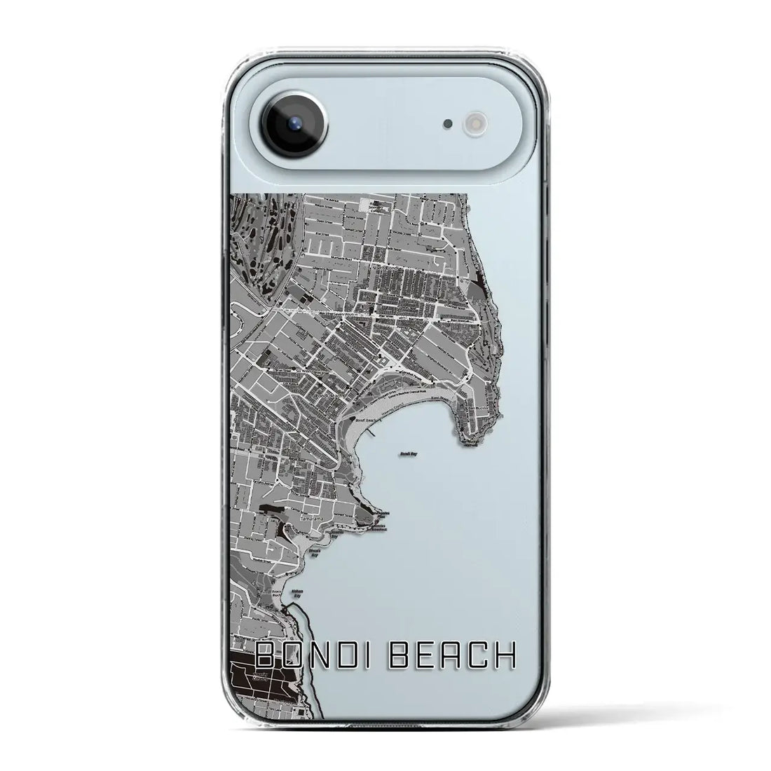 【ボンダイビーチ（オーストラリア）】地図柄iPhoneケース（クリアタイプ）モノトーン・iPhone 17 Pro Max 用