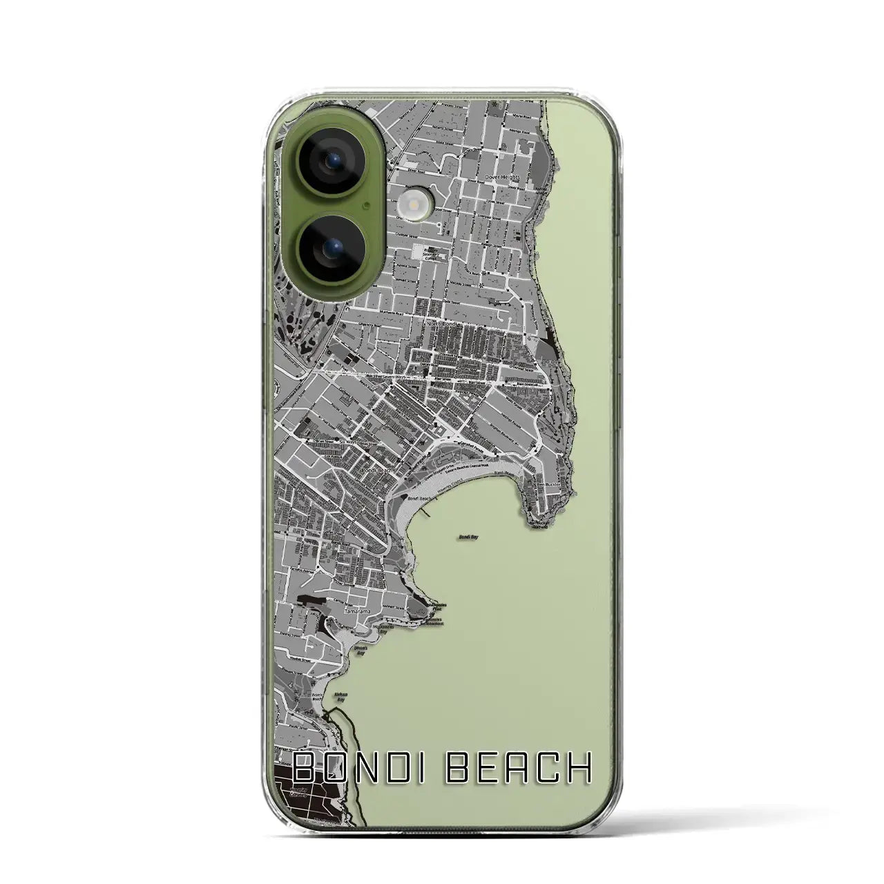【ボンダイビーチ（オーストラリア）】地図柄iPhoneケース（クリアタイプ）モノトーン・iPhone 17 Pro Max 用