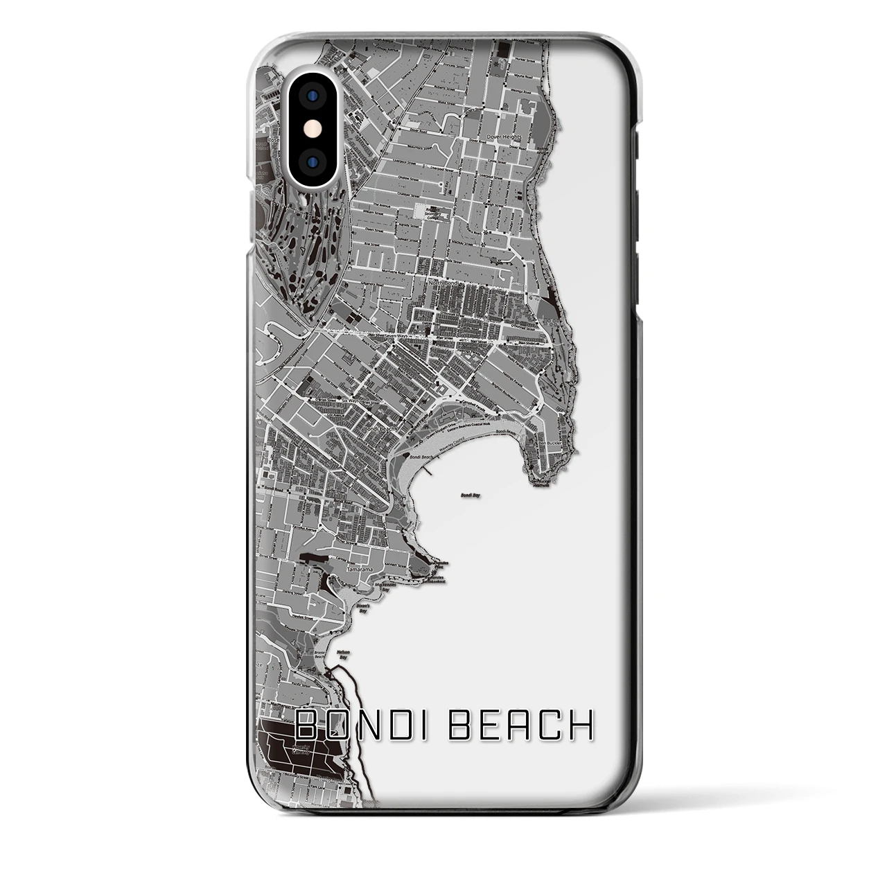 【ボンダイビーチ（オーストラリア）】地図柄iPhoneケース（クリアタイプ）