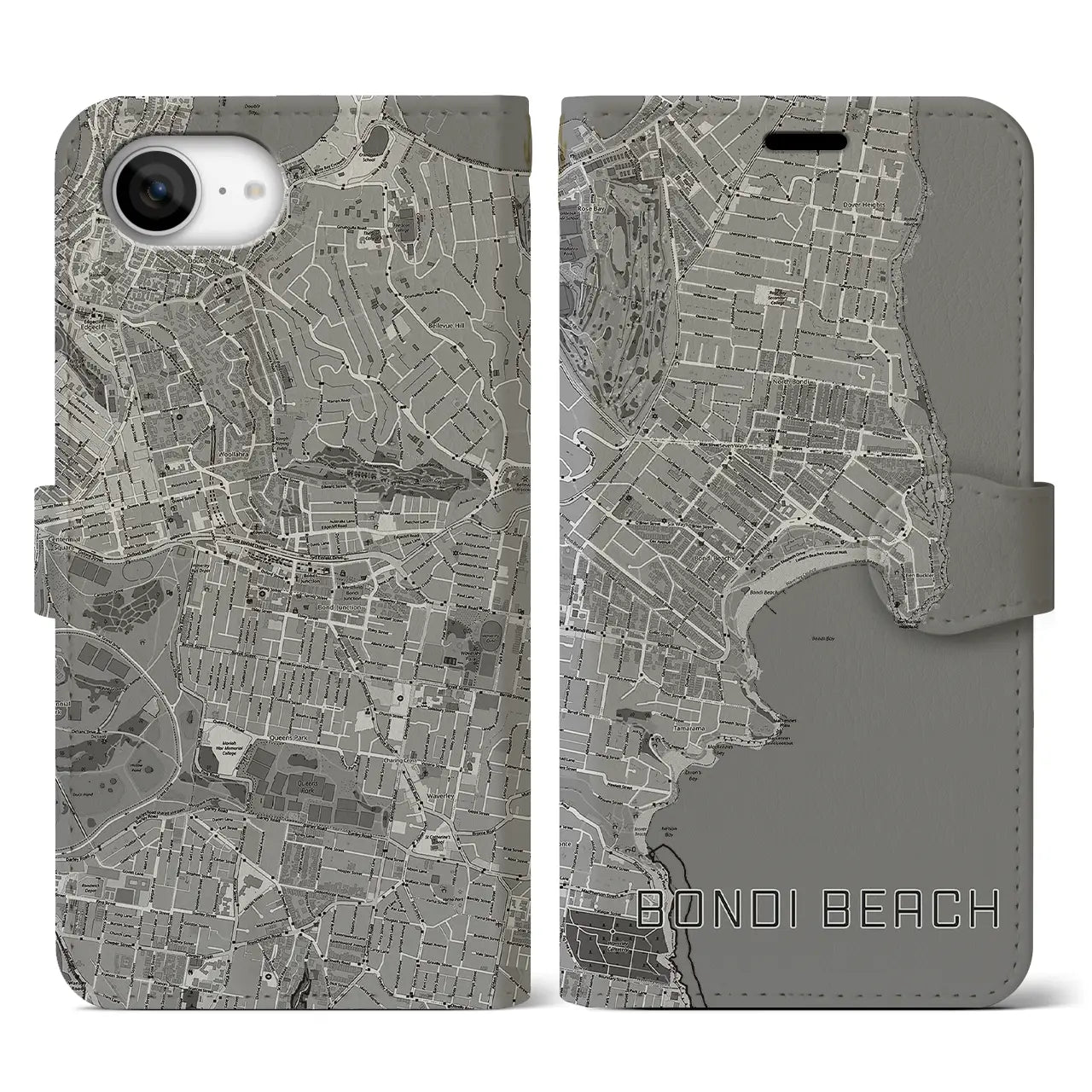 【ボンダイビーチ（オーストラリア）】地図柄iPhoneケース（手帳タイプ）