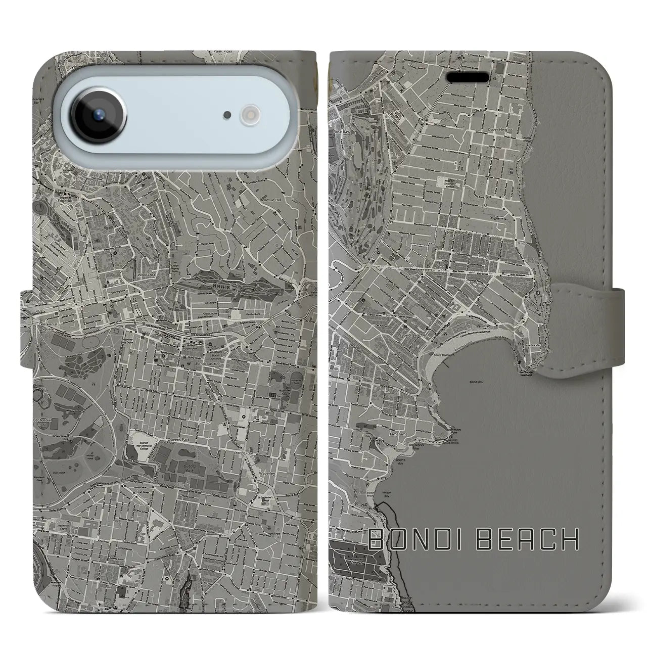 【ボンダイビーチ（オーストラリア）】地図柄iPhoneケース（手帳タイプ）
