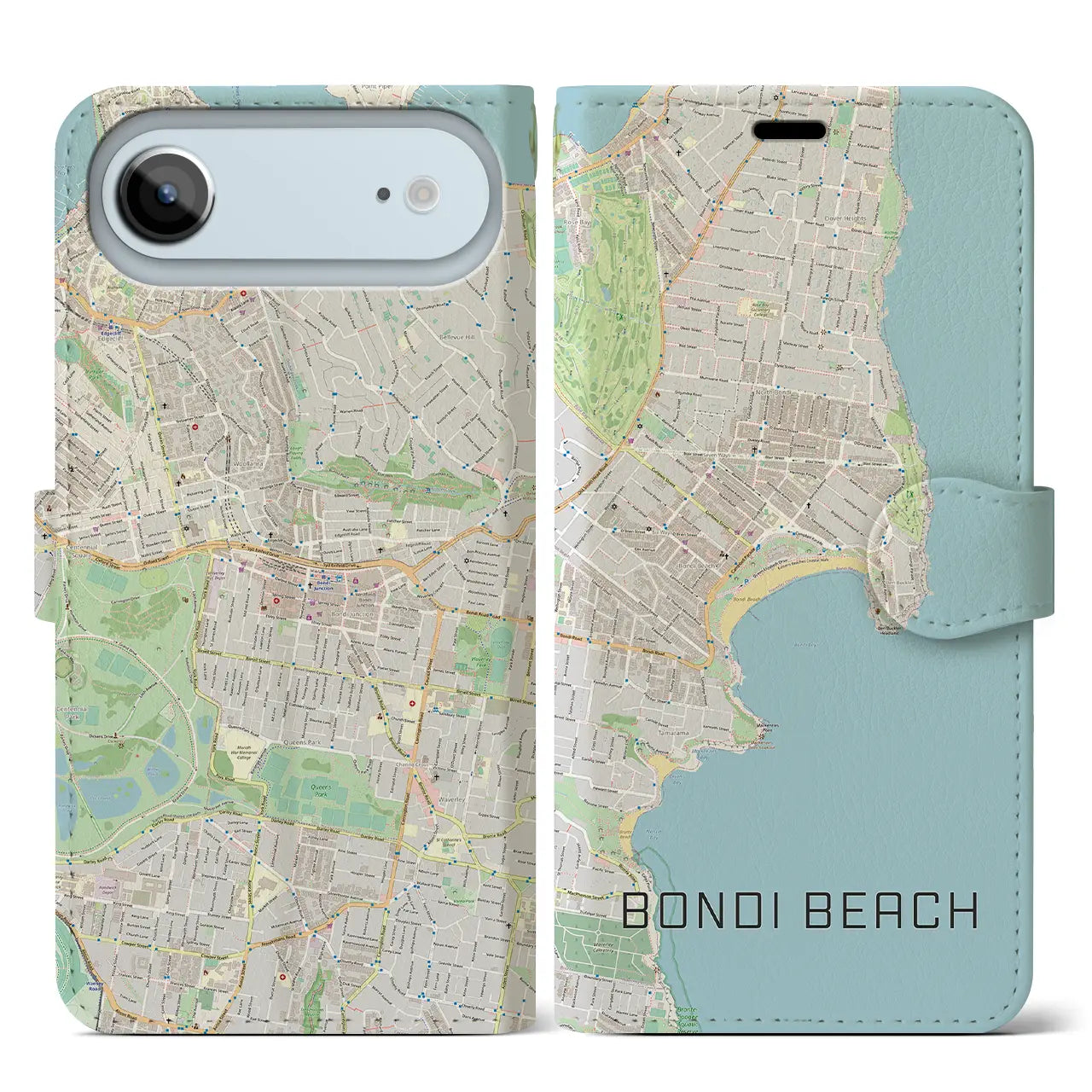 【ボンダイビーチ（オーストラリア）】地図柄iPhoneケース（手帳タイプ）