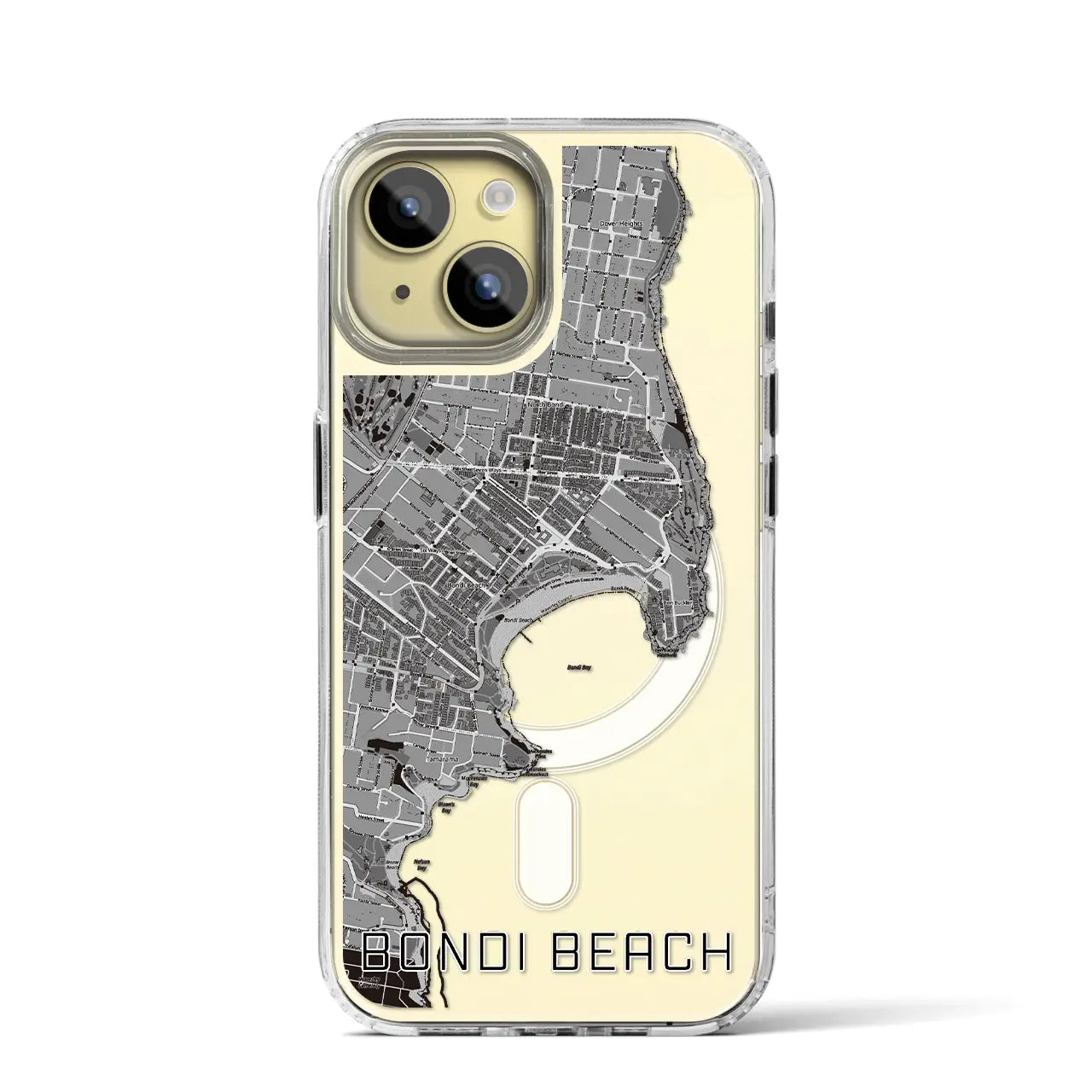 【ボンダイビーチ（オーストラリア）】地図柄iPhoneケース（MagSafeタイプ）