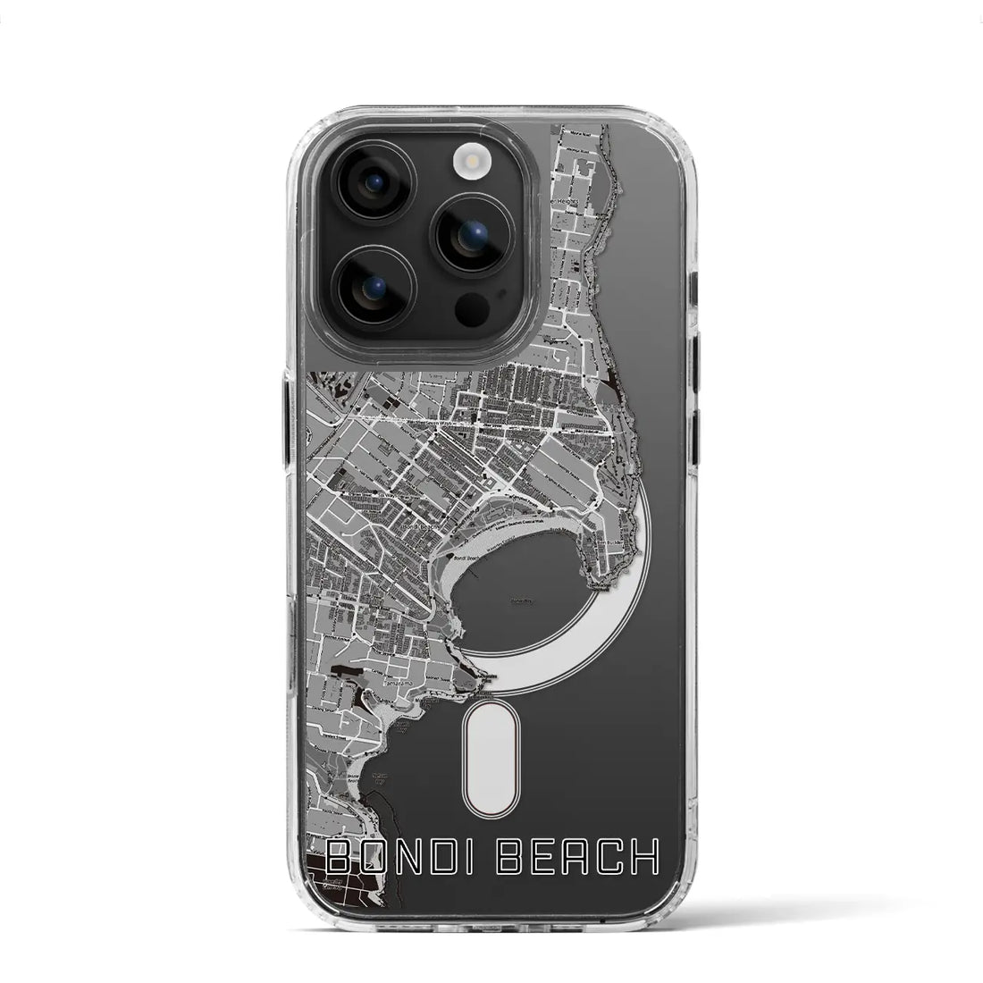 【ボンダイビーチ（オーストラリア）】地図柄iPhoneケース（MagSafeタイプ）