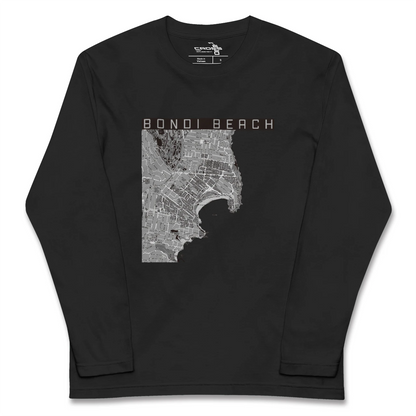 【ボンダイビーチ（オーストラリア）】地図柄ロングスリーブTシャツ