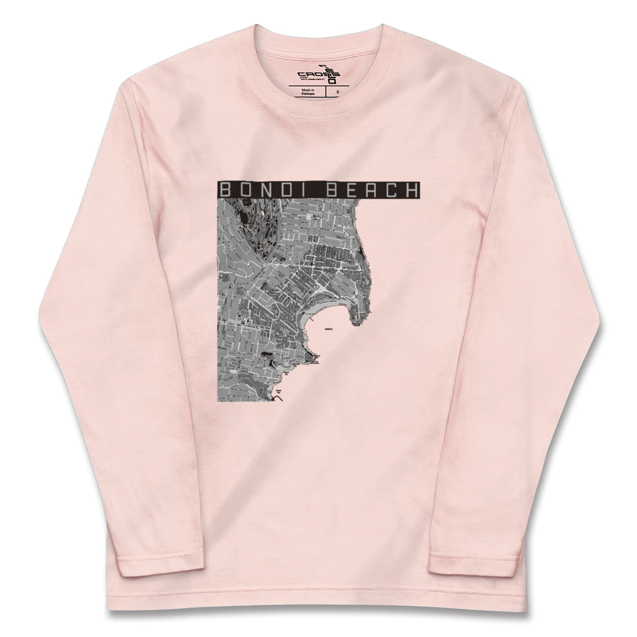 【ボンダイビーチ（オーストラリア）】地図柄ロングスリーブTシャツ