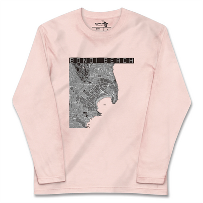 【ボンダイビーチ（オーストラリア）】地図柄ロングスリーブTシャツ