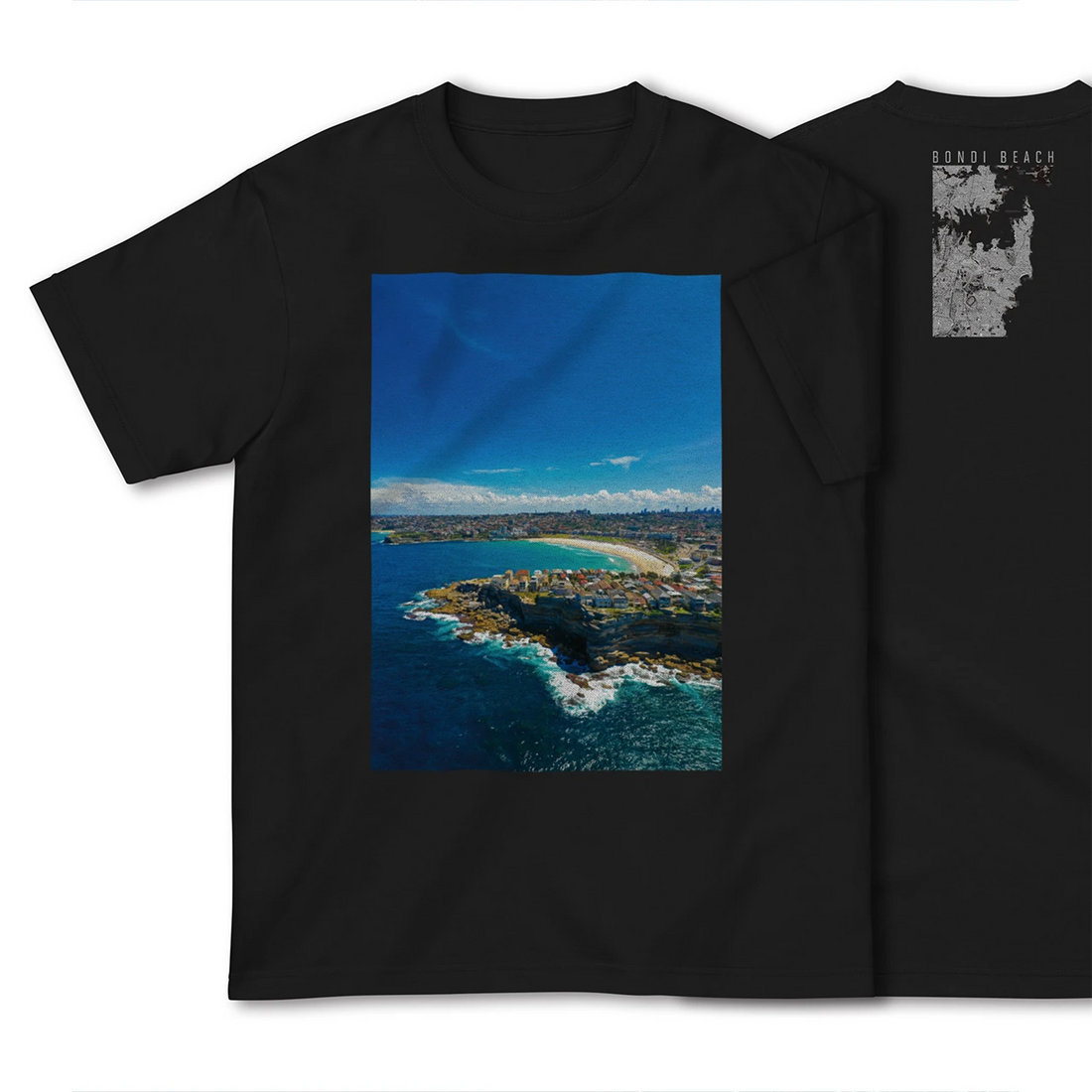 【ボンダイビーチ(オーストラリア)】Map World ハイクオリティTシャツ