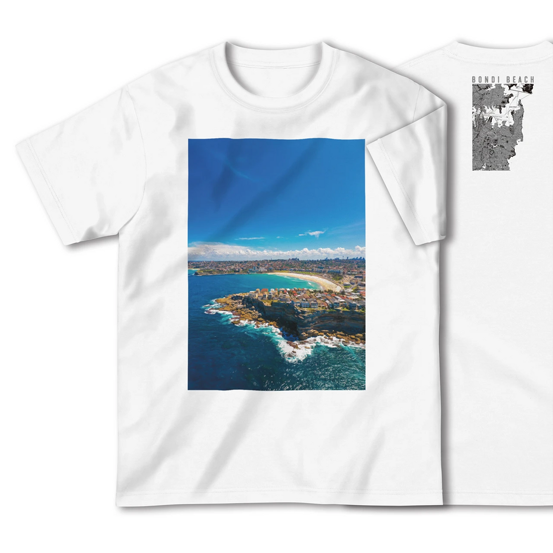 【ボンダイビーチ(オーストラリア)】Map World ハイクオリティTシャツ