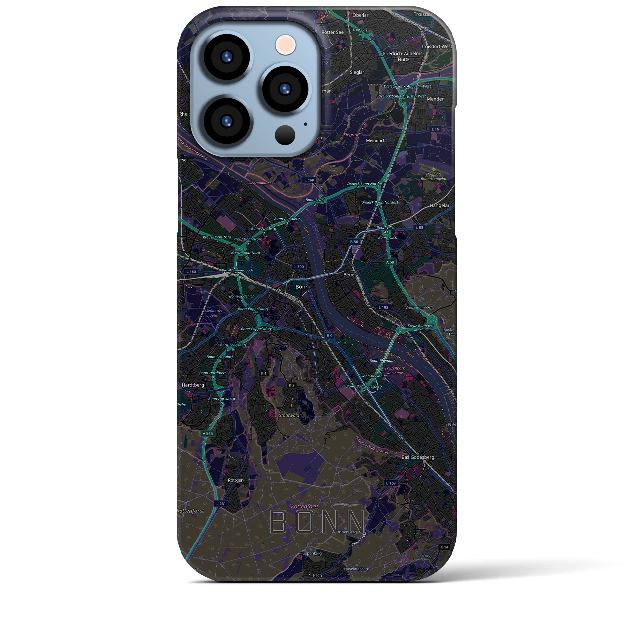 【ボン（ドイツ）】地図柄iPhoneケース（バックカバータイプ）