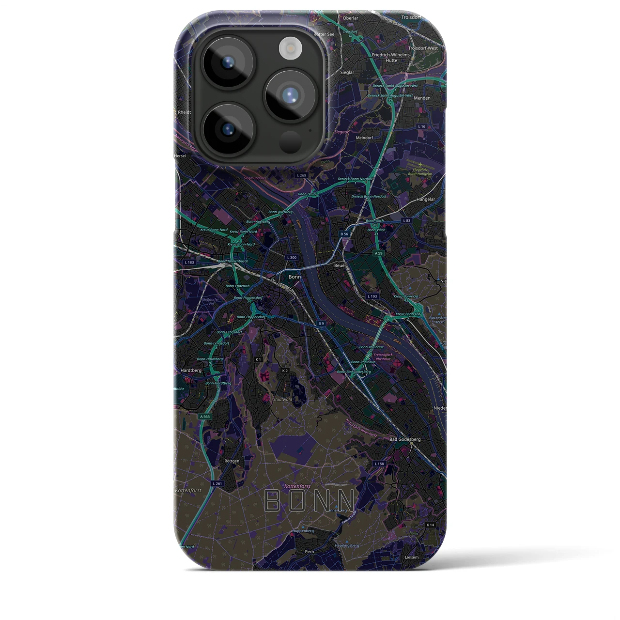 【ボン（ドイツ）】地図柄iPhoneケース（バックカバータイプ）