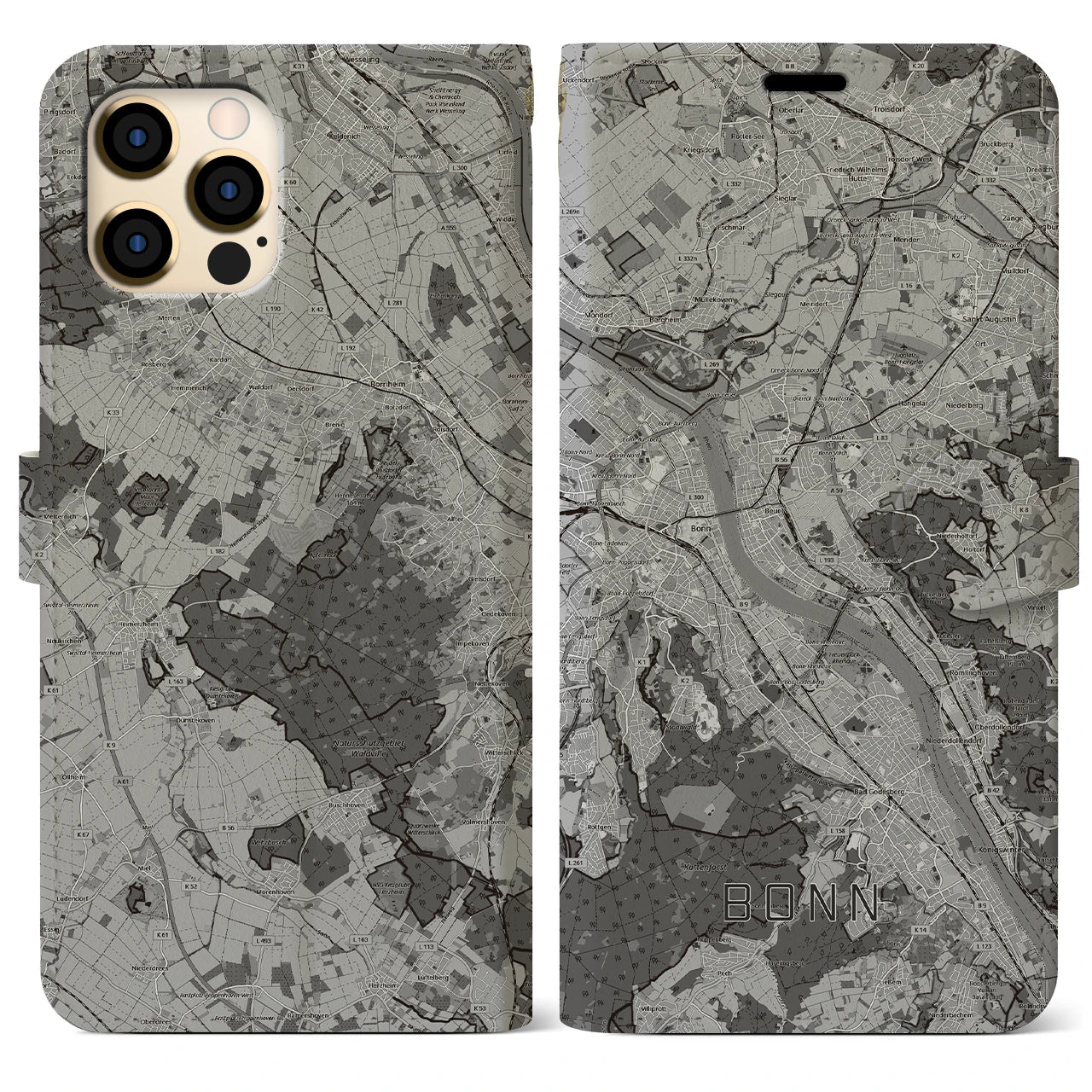 【ボン（ドイツ）】地図柄iPhoneケース（手帳タイプ）