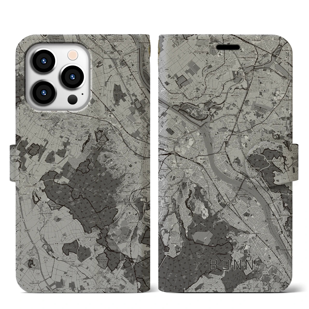 【ボン（ドイツ）】地図柄iPhoneケース（手帳タイプ）