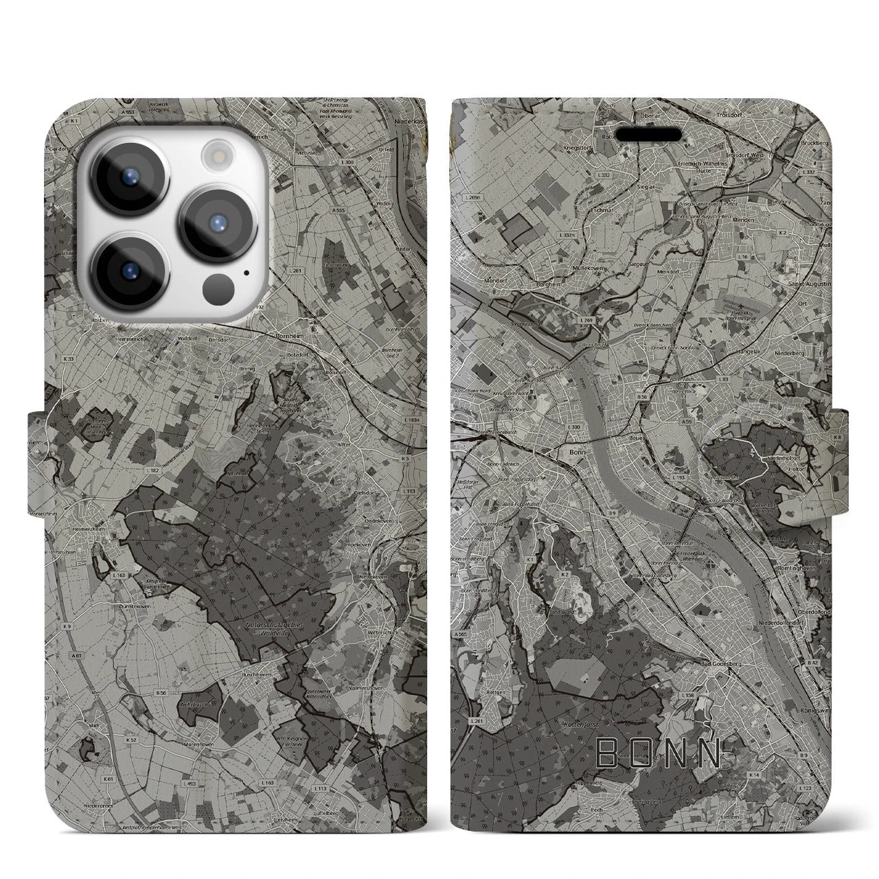 【ボン（ドイツ）】地図柄iPhoneケース（手帳タイプ）
