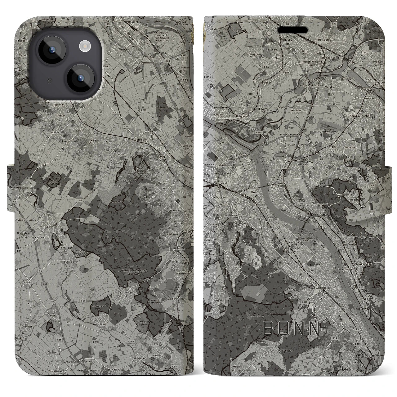 【ボン（ドイツ）】地図柄iPhoneケース（手帳タイプ）