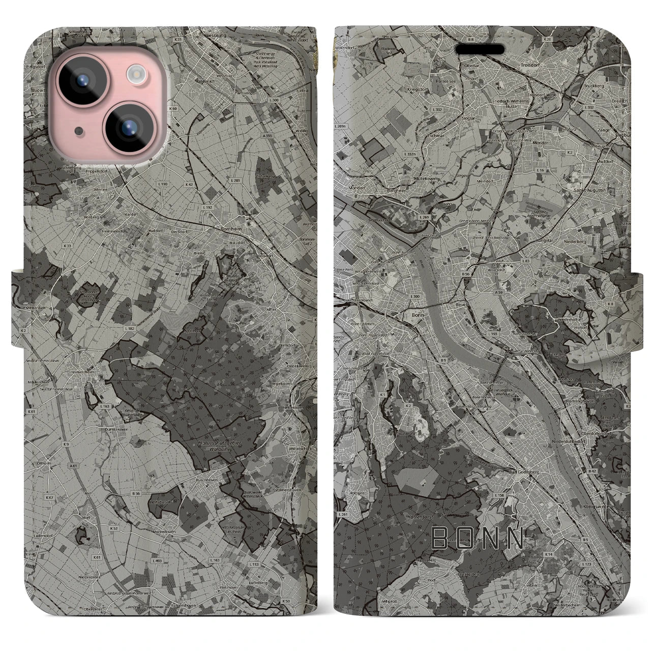【ボン（ドイツ）】地図柄iPhoneケース（手帳タイプ）