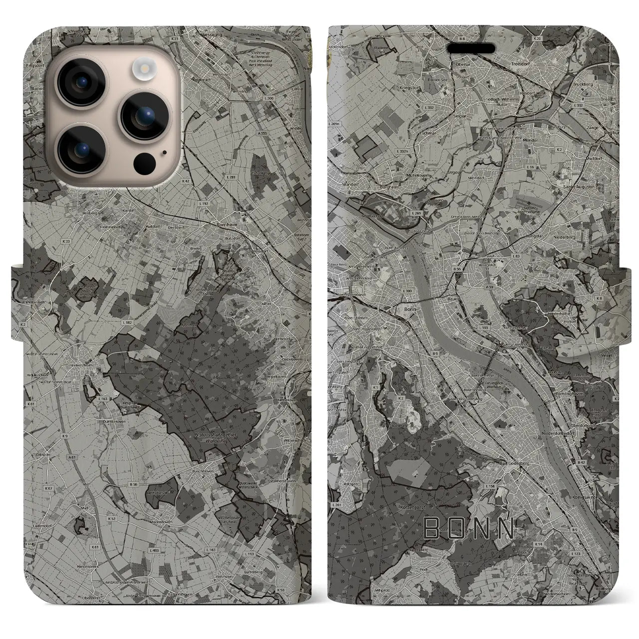 【ボン（ドイツ）】地図柄iPhoneケース（手帳タイプ）