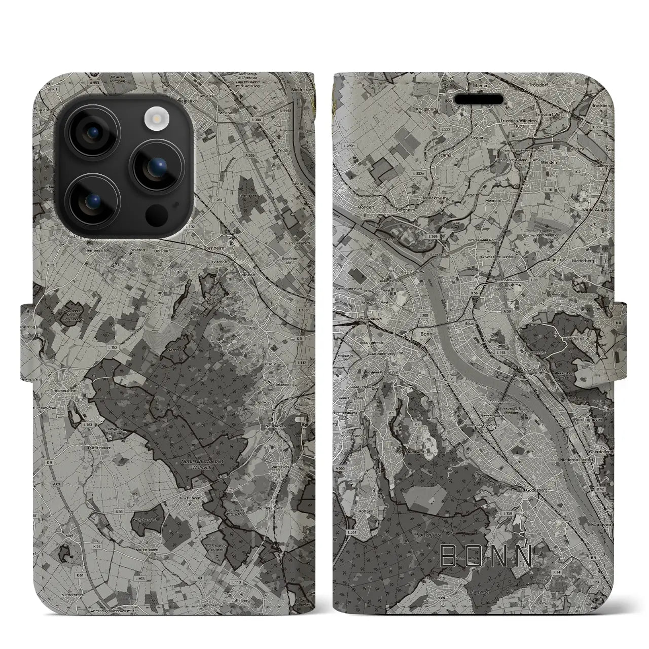 【ボン（ドイツ）】地図柄iPhoneケース（手帳タイプ）