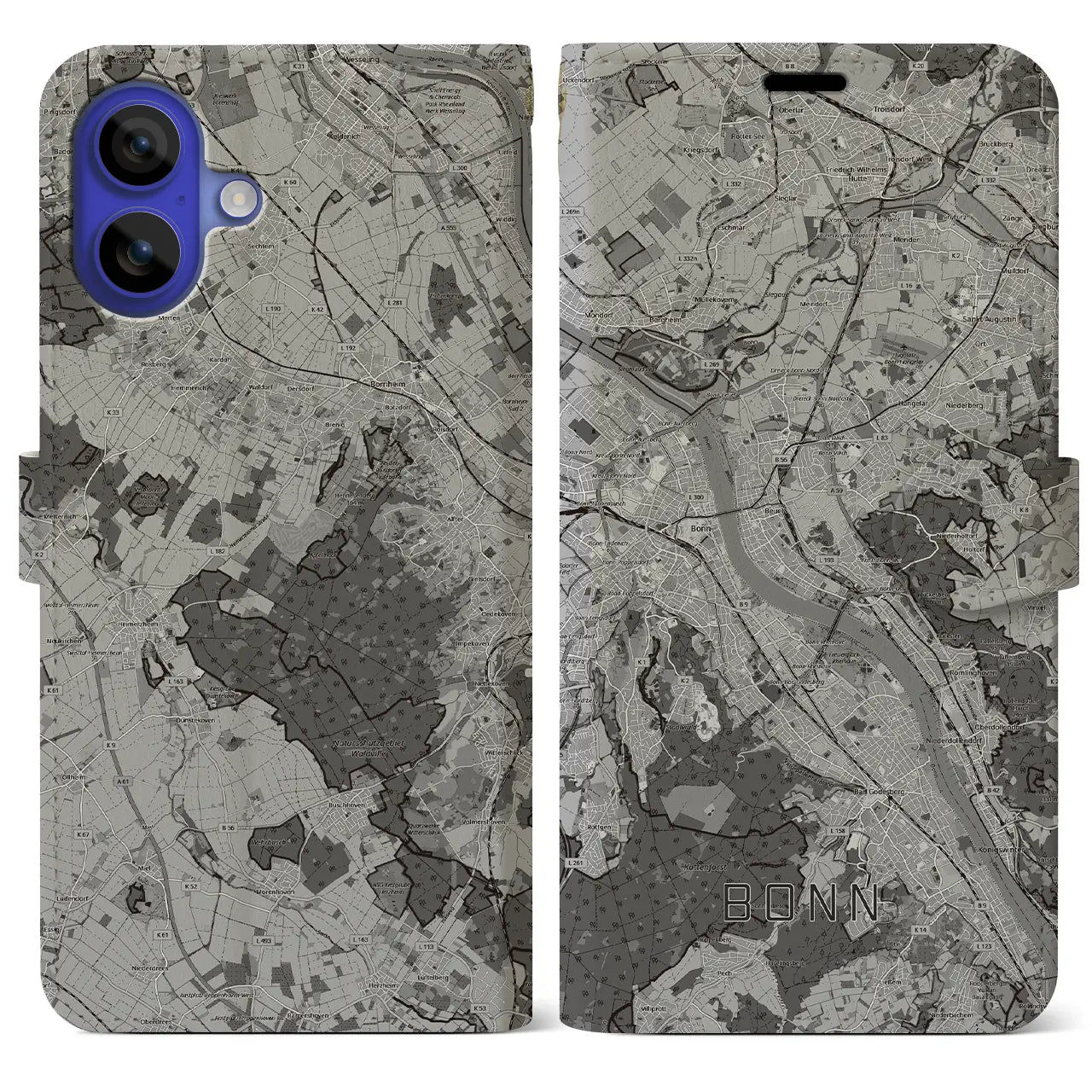 【ボン（ドイツ）】地図柄iPhoneケース（手帳タイプ）