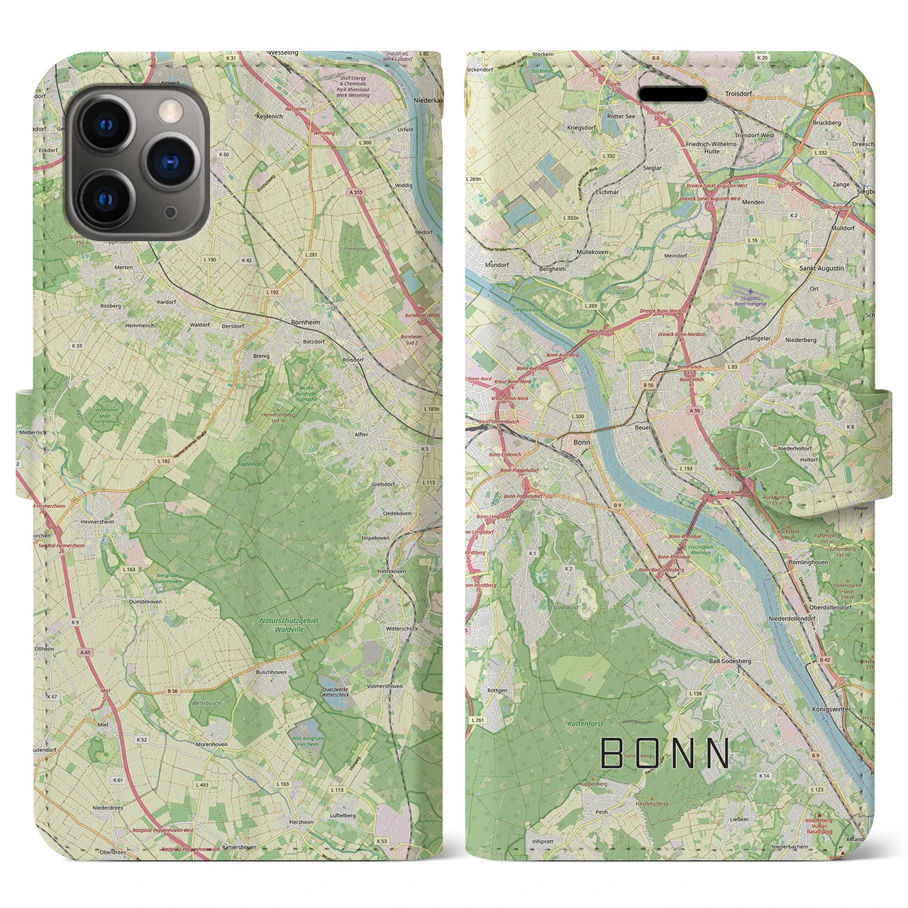 【ボン（ドイツ）】地図柄iPhoneケース（手帳タイプ）