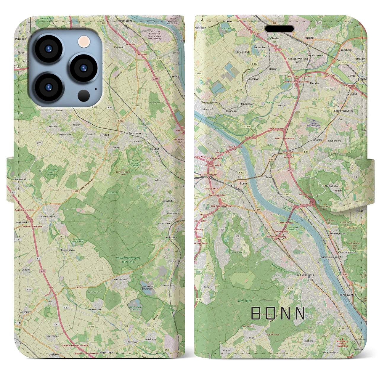 【ボン（ドイツ）】地図柄iPhoneケース（手帳タイプ）