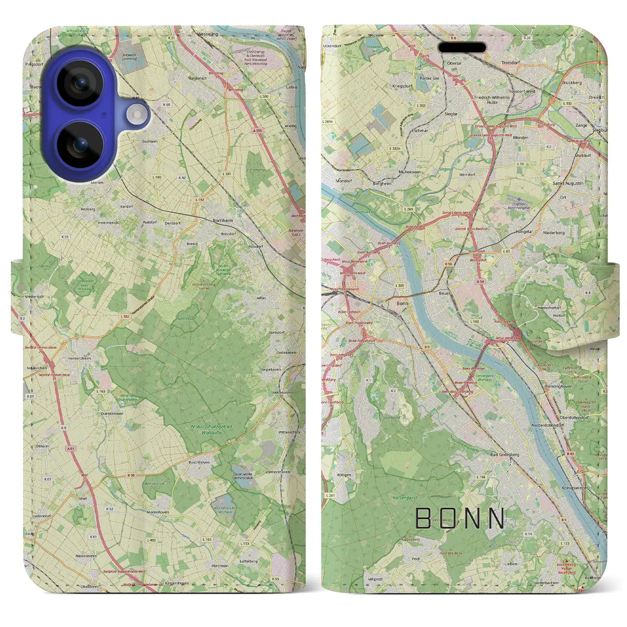 【ボン（ドイツ）】地図柄iPhoneケース（手帳タイプ）