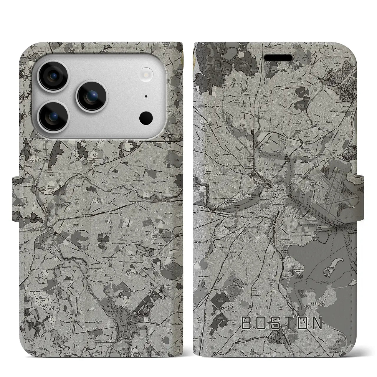 【ボストン（アメリカ）】地図柄iPhoneケース（手帳タイプ）