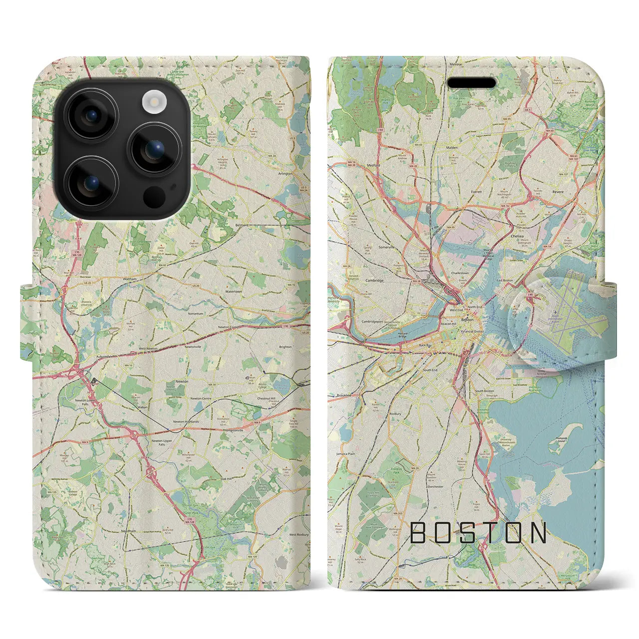 【ボストン（アメリカ）】地図柄iPhoneケース（手帳タイプ）