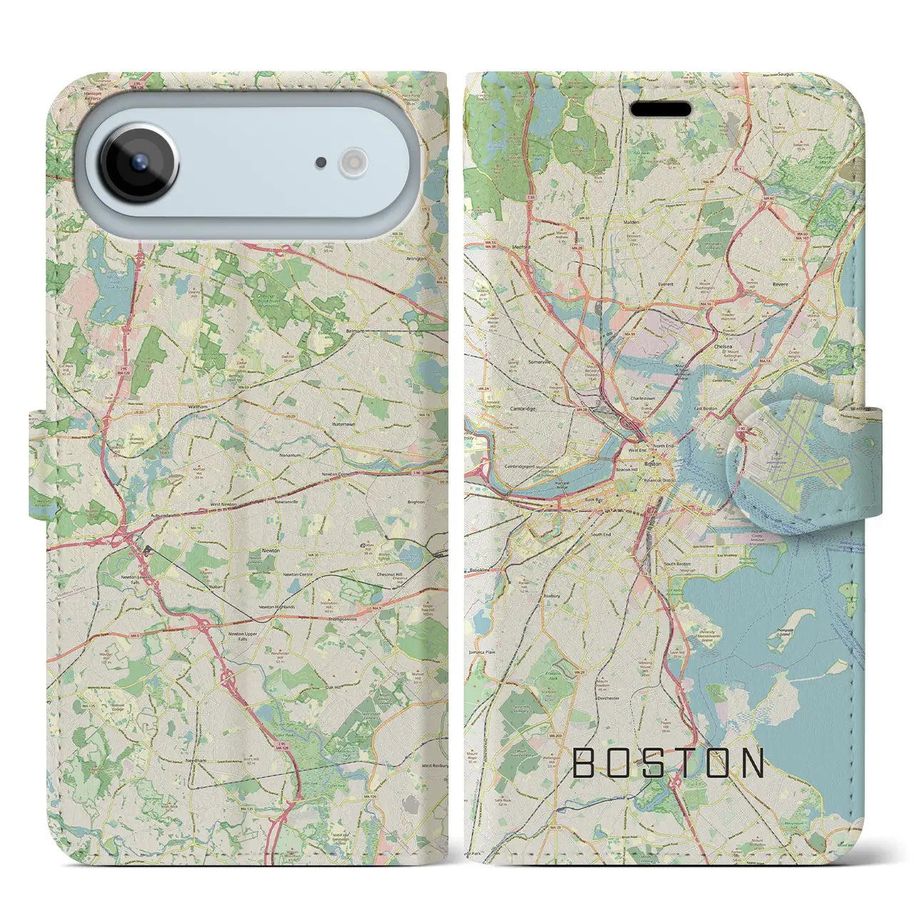 【ボストン（アメリカ）】地図柄iPhoneケース（手帳タイプ）