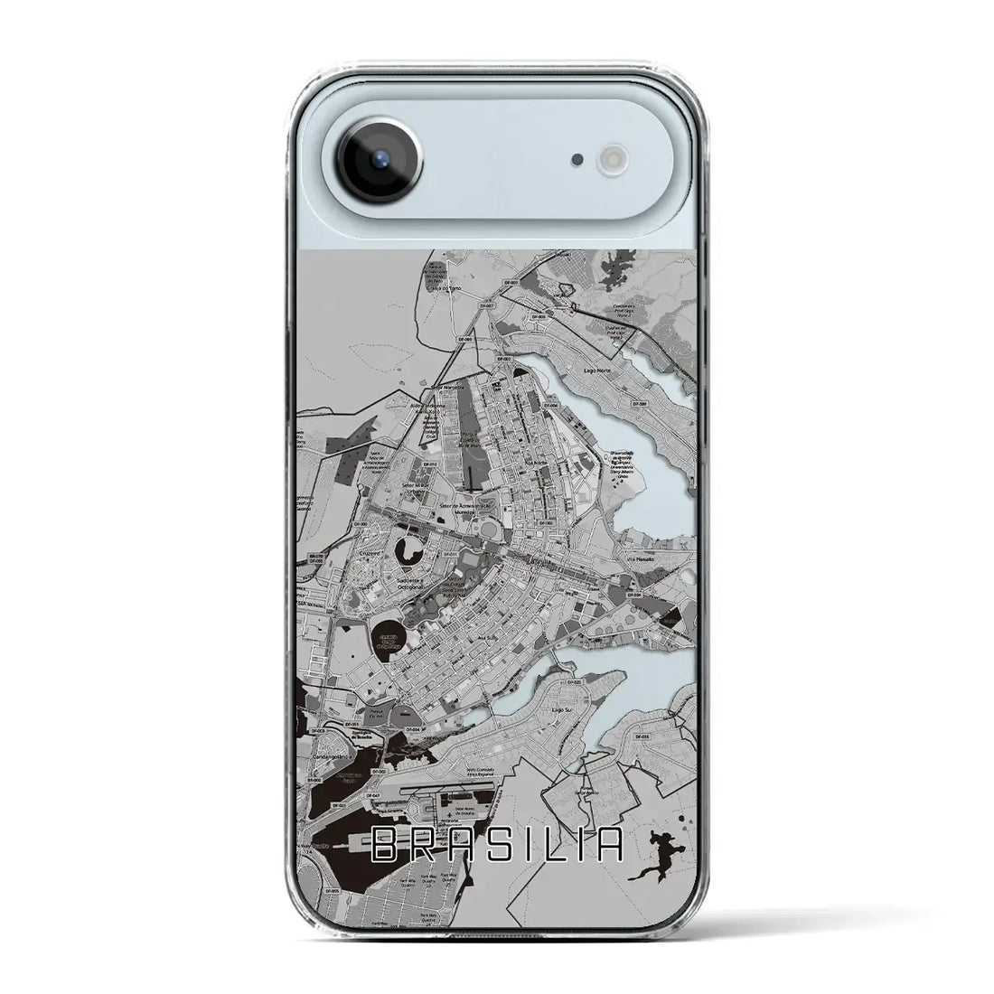 【ブラジリア（ブラジル）】地図柄iPhoneケース（クリアタイプ）モノトーン・iPhone 17 Pro Max 用