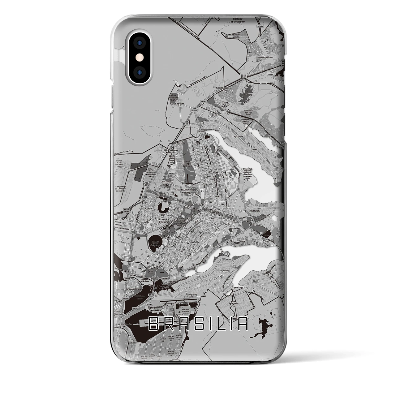 【ブラジリア（ブラジル）】地図柄iPhoneケース（クリアタイプ）モノトーン・iPhone XS Max 用