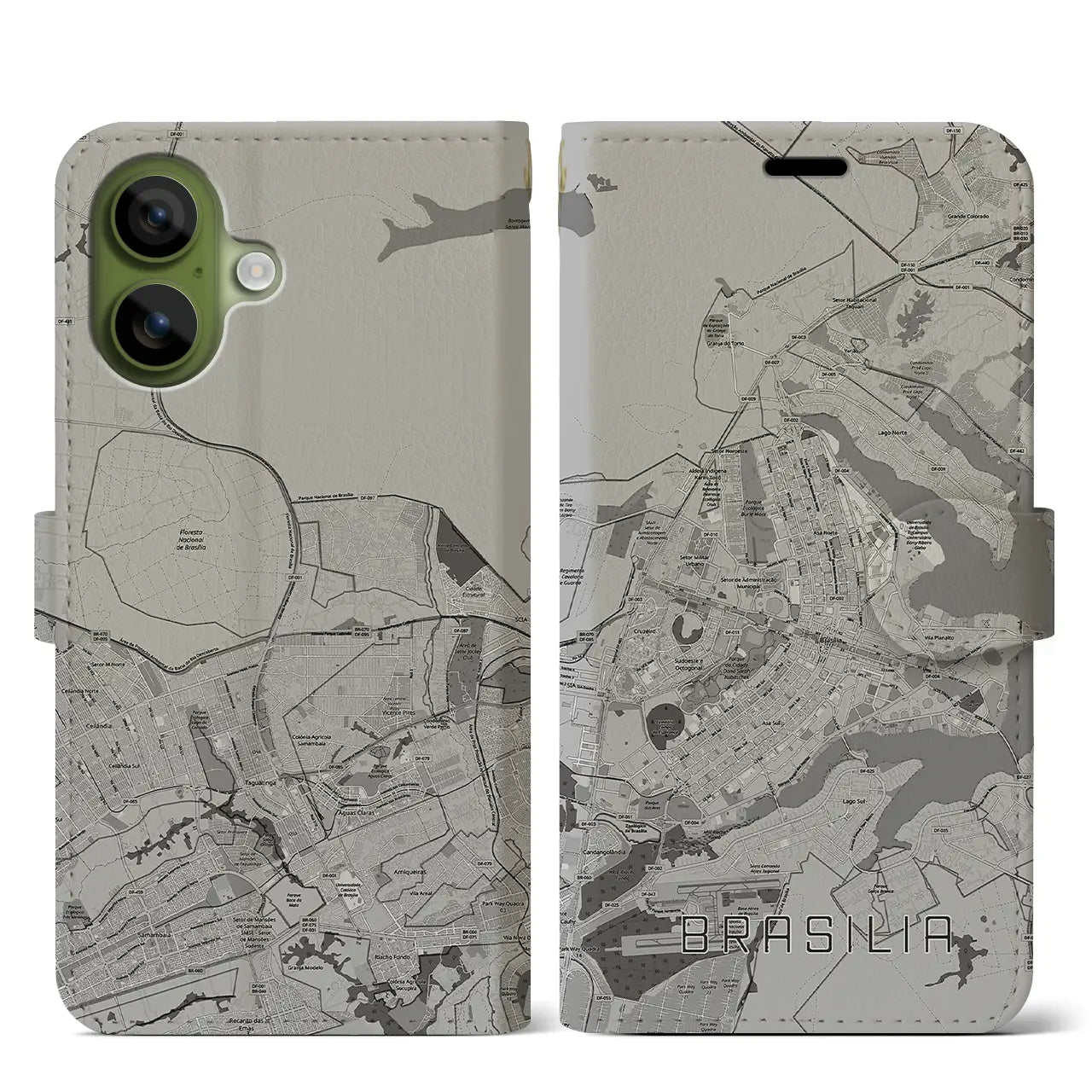 【ブラジリア（ブラジル）】地図柄iPhoneケース（手帳タイプ）