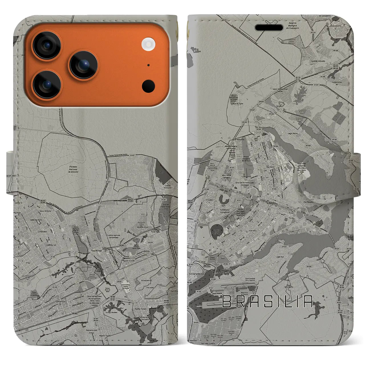 【ブラジリア（ブラジル）】地図柄iPhoneケース（手帳タイプ）