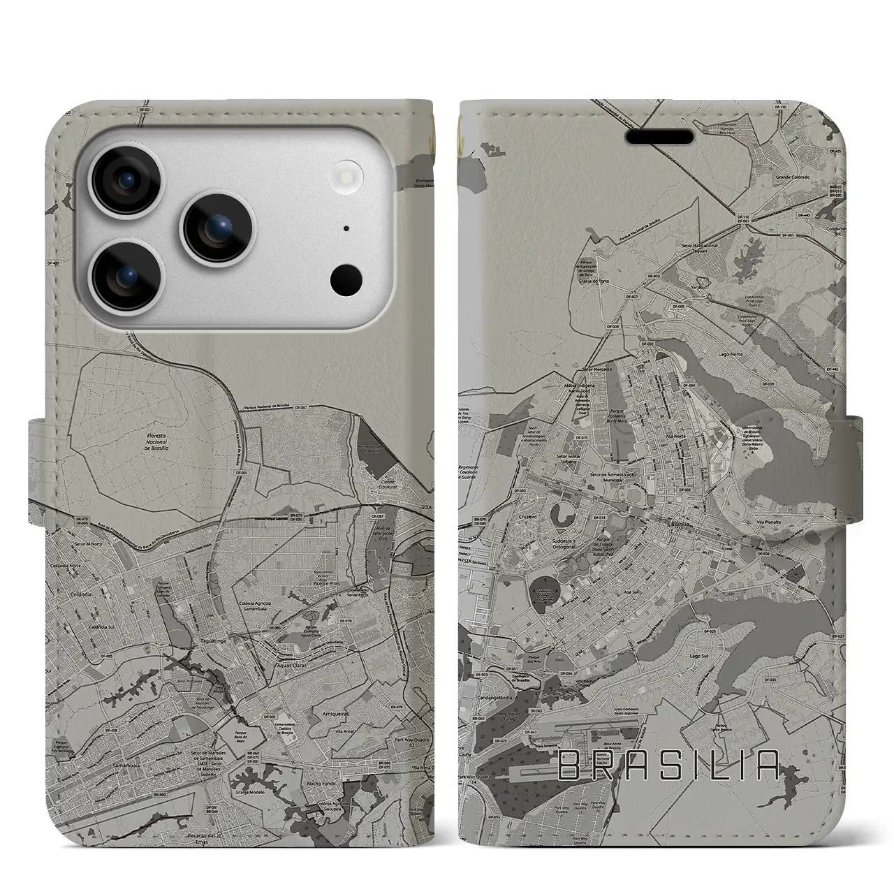 【ブラジリア（ブラジル）】地図柄iPhoneケース（手帳タイプ）