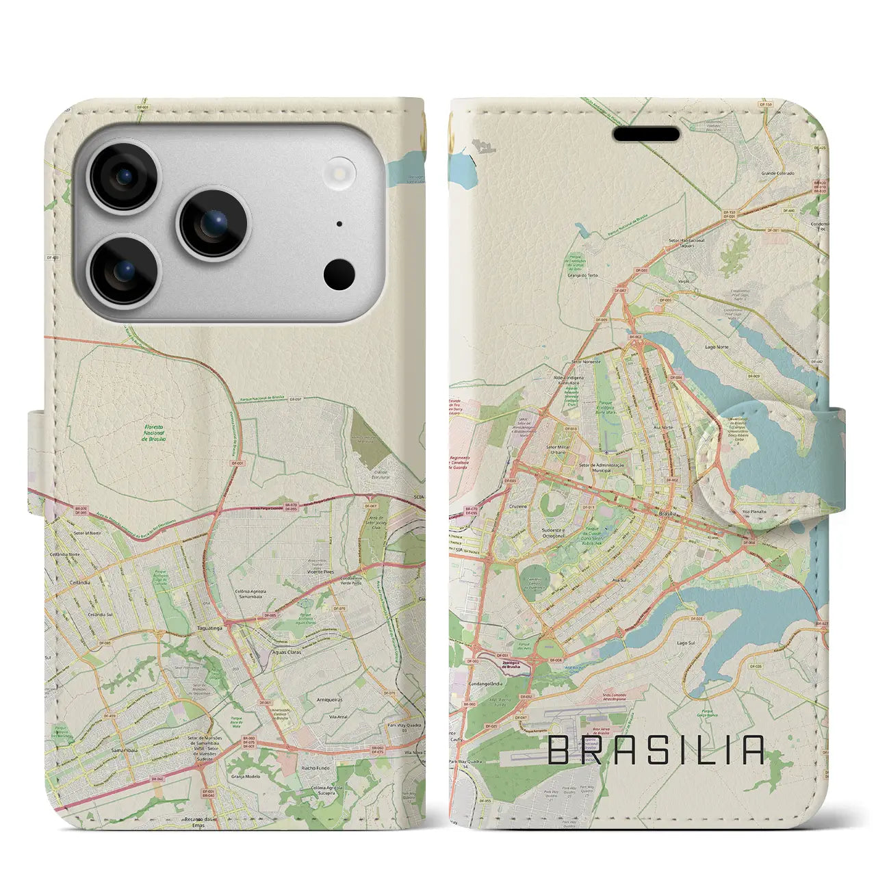 【ブラジリア（ブラジル）】地図柄iPhoneケース（手帳タイプ）