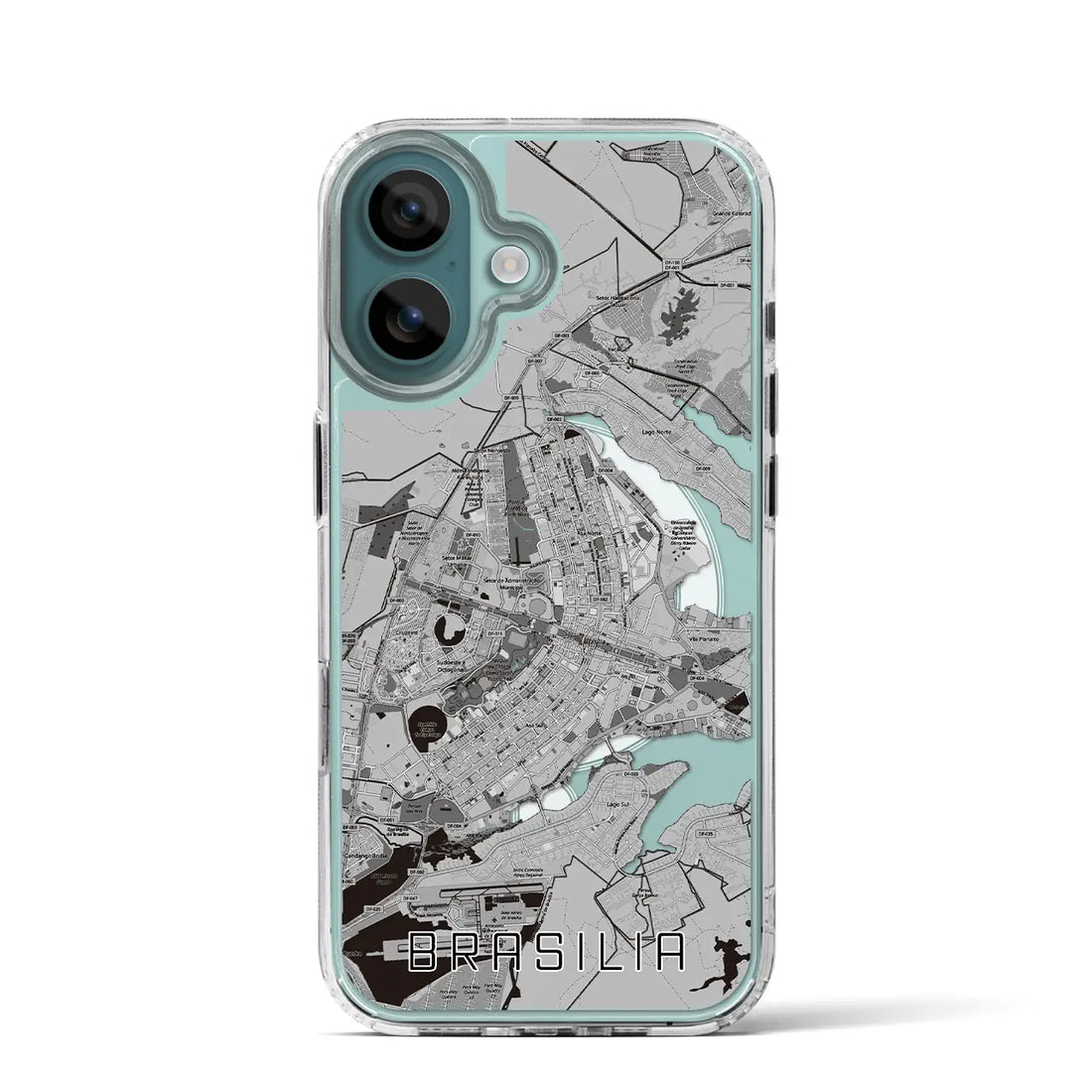 【ブラジリア（ブラジル）】地図柄iPhoneケース（MagSafeタイプ）モノトーン・iPhone 16 Pro 用