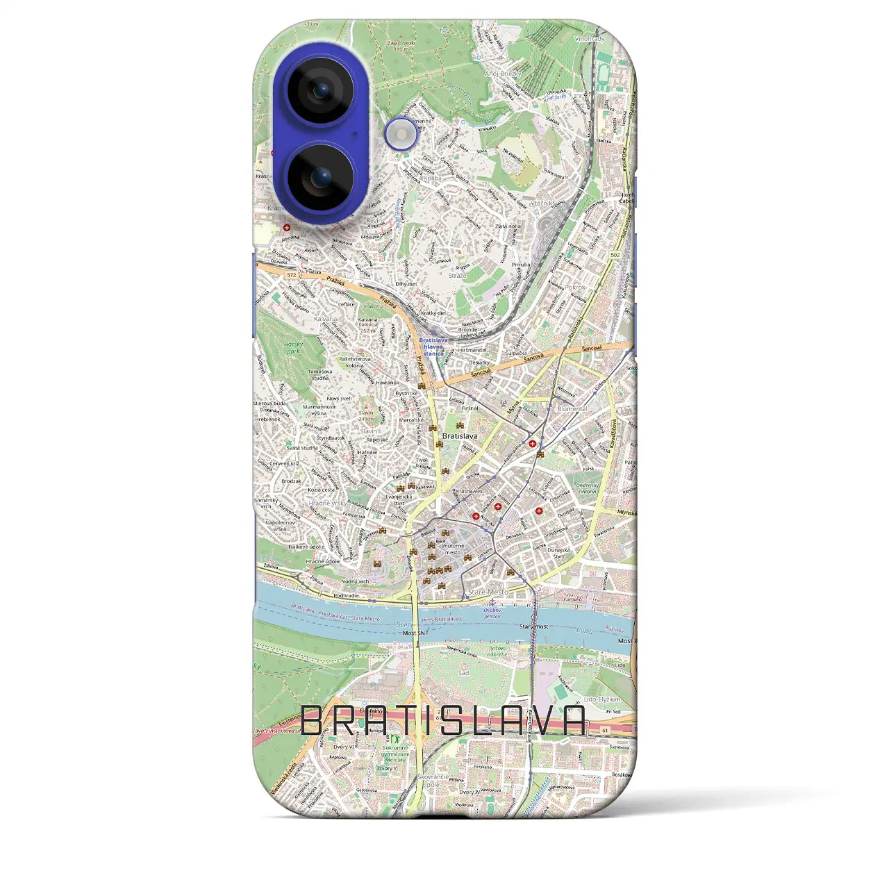 【ブラチスラヴァ（スロバキア）】地図柄iPhoneケース（バックカバータイプ）ブラック・iPhone 16 Pro Max 用