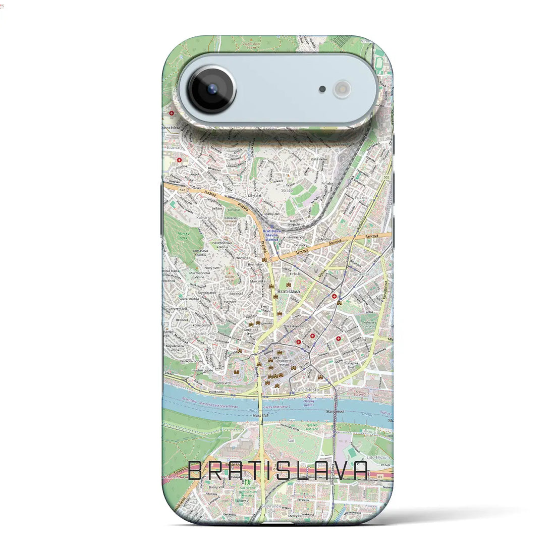 【ブラチスラヴァ(スロバキア)】地図柄iPhoneケース(バックカバータイプ)ブラック・iPhone 17 Pro Max 用