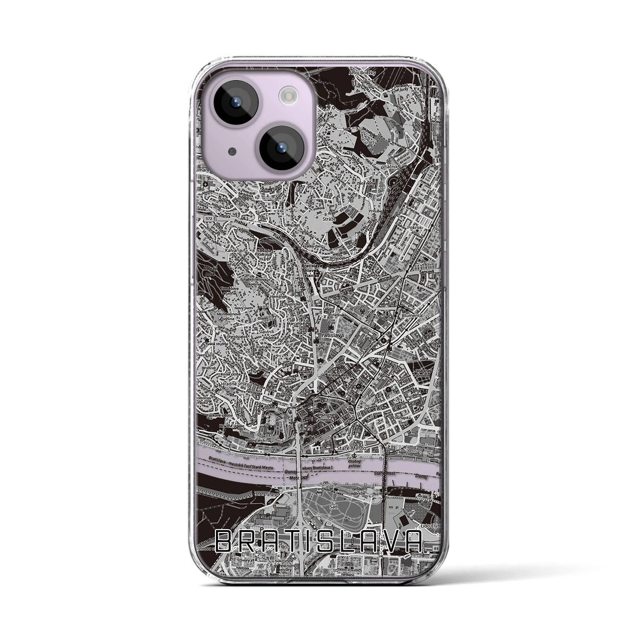 【ブラチスラヴァ（スロバキア）】地図柄iPhoneケース（クリアタイプ）