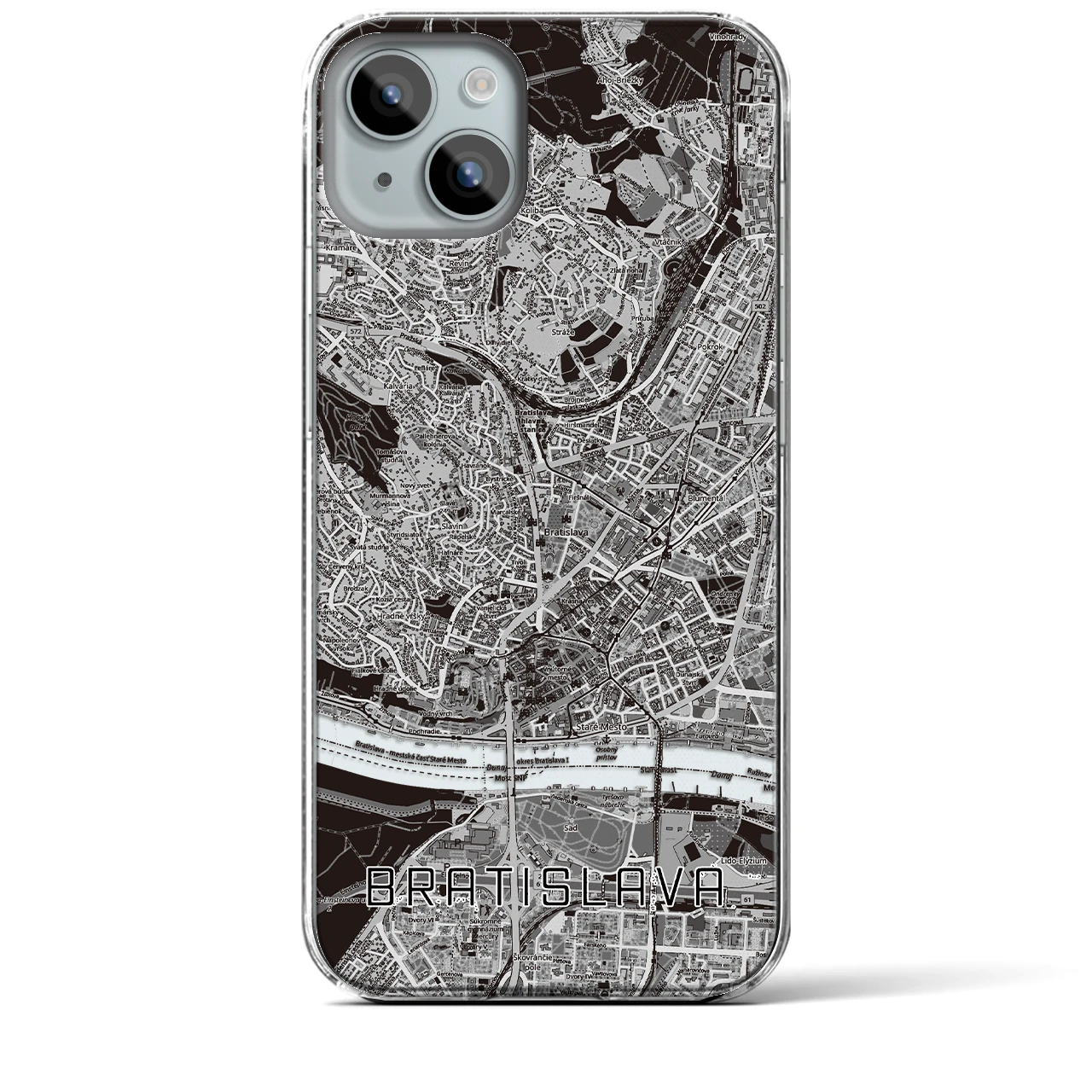 【ブラチスラヴァ（スロバキア）】地図柄iPhoneケース（クリアタイプ）