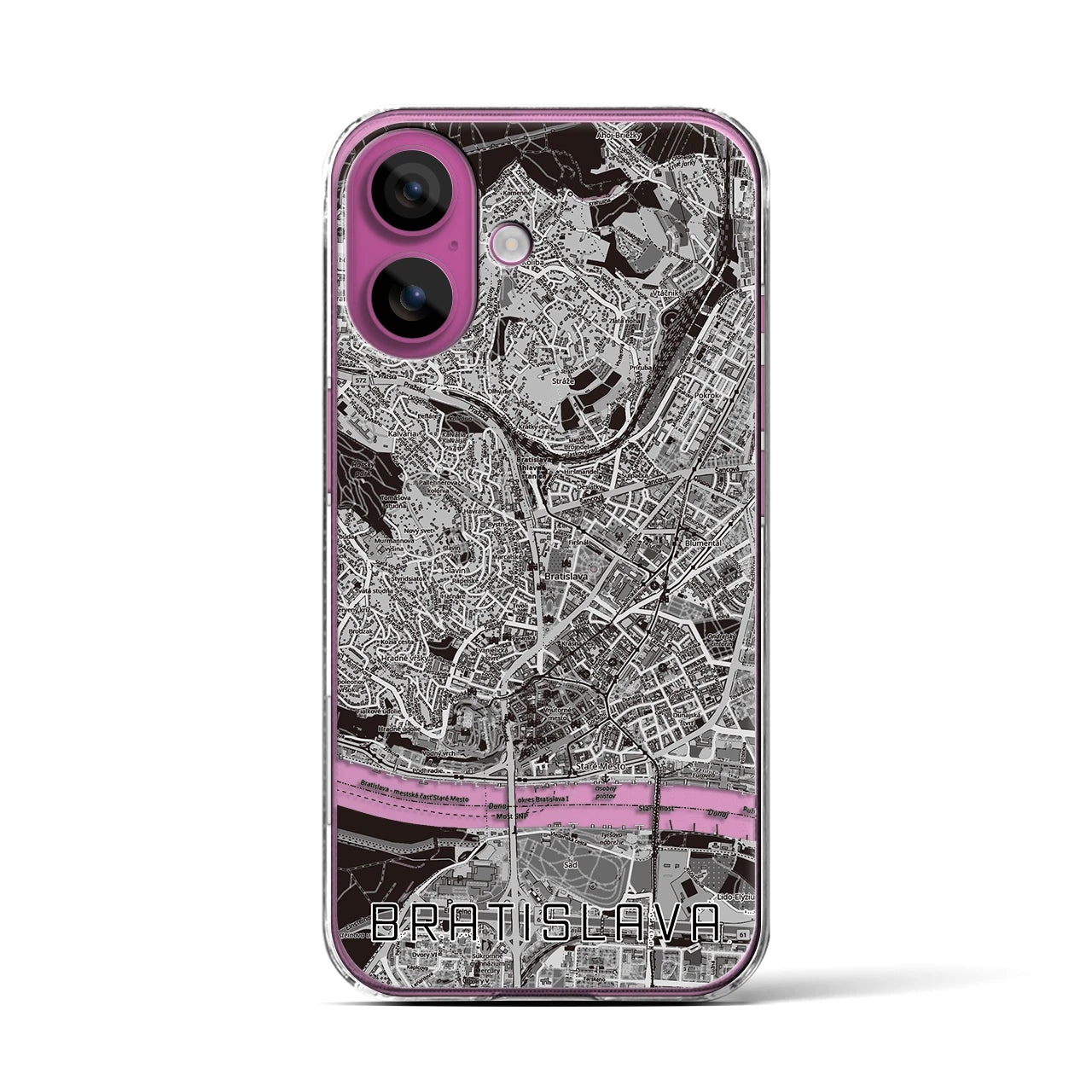 【ブラチスラヴァ（スロバキア）】地図柄iPhoneケース（クリアタイプ）