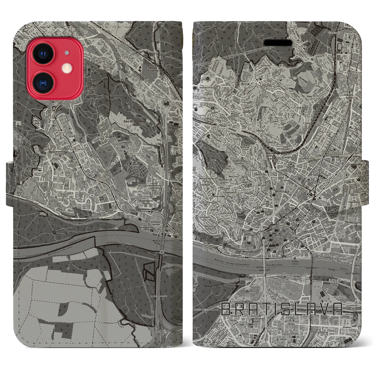【ブラチスラヴァ（スロバキア）】地図柄iPhoneケース（手帳タイプ）