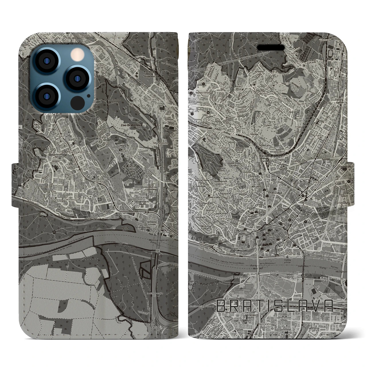 【ブラチスラヴァ（スロバキア）】地図柄iPhoneケース（手帳タイプ）