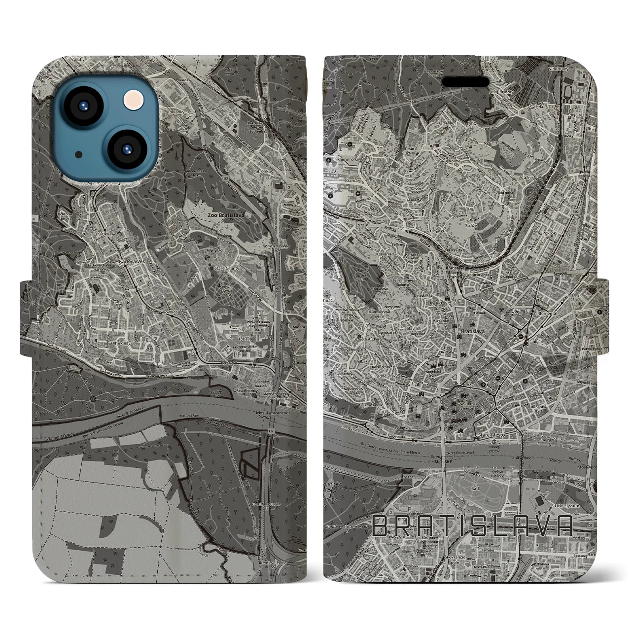 【ブラチスラヴァ（スロバキア）】地図柄iPhoneケース（手帳タイプ）