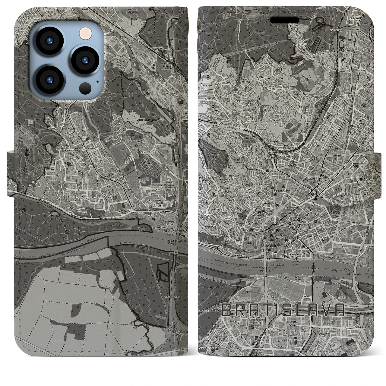 【ブラチスラヴァ（スロバキア）】地図柄iPhoneケース（手帳タイプ）