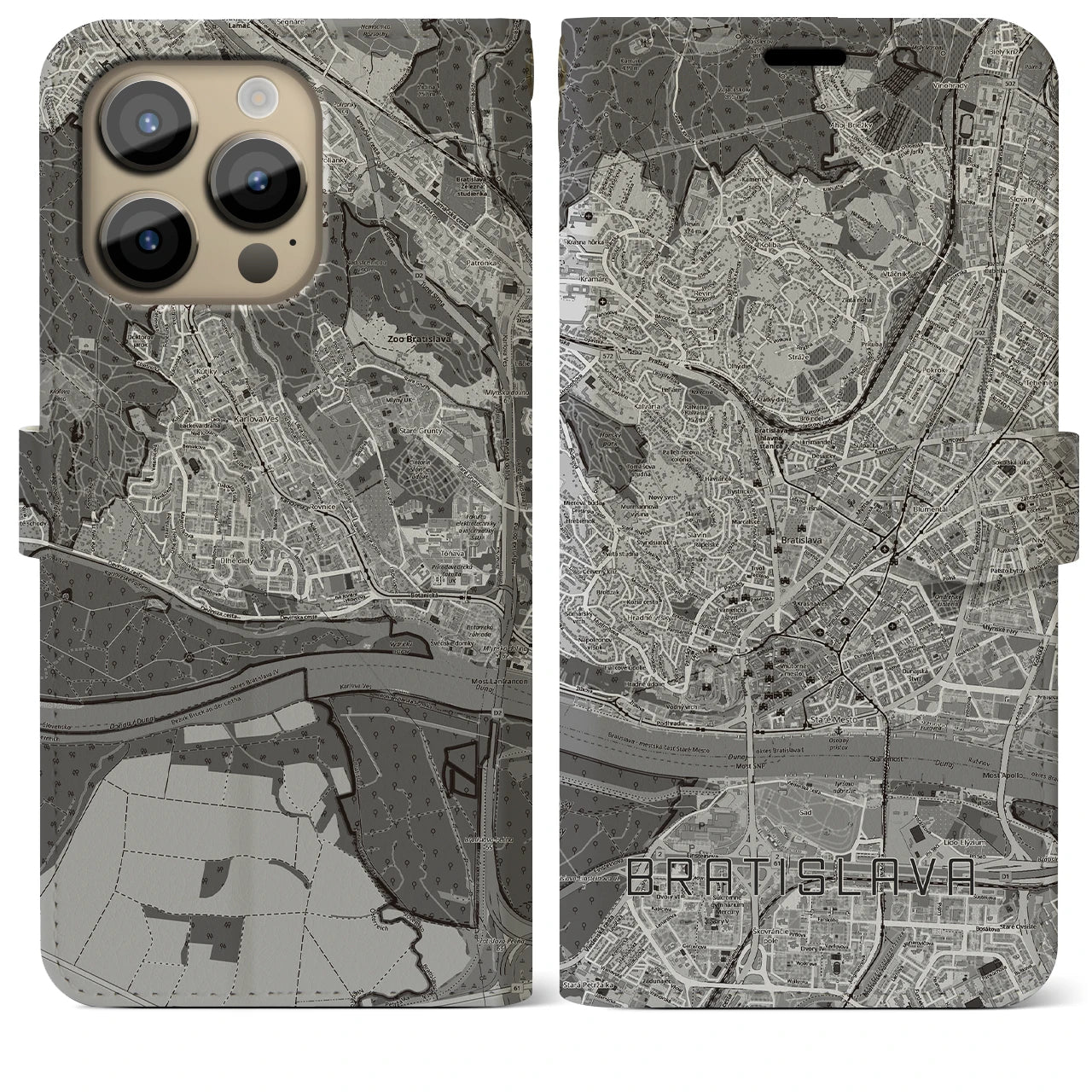 【ブラチスラヴァ（スロバキア）】地図柄iPhoneケース（手帳タイプ）