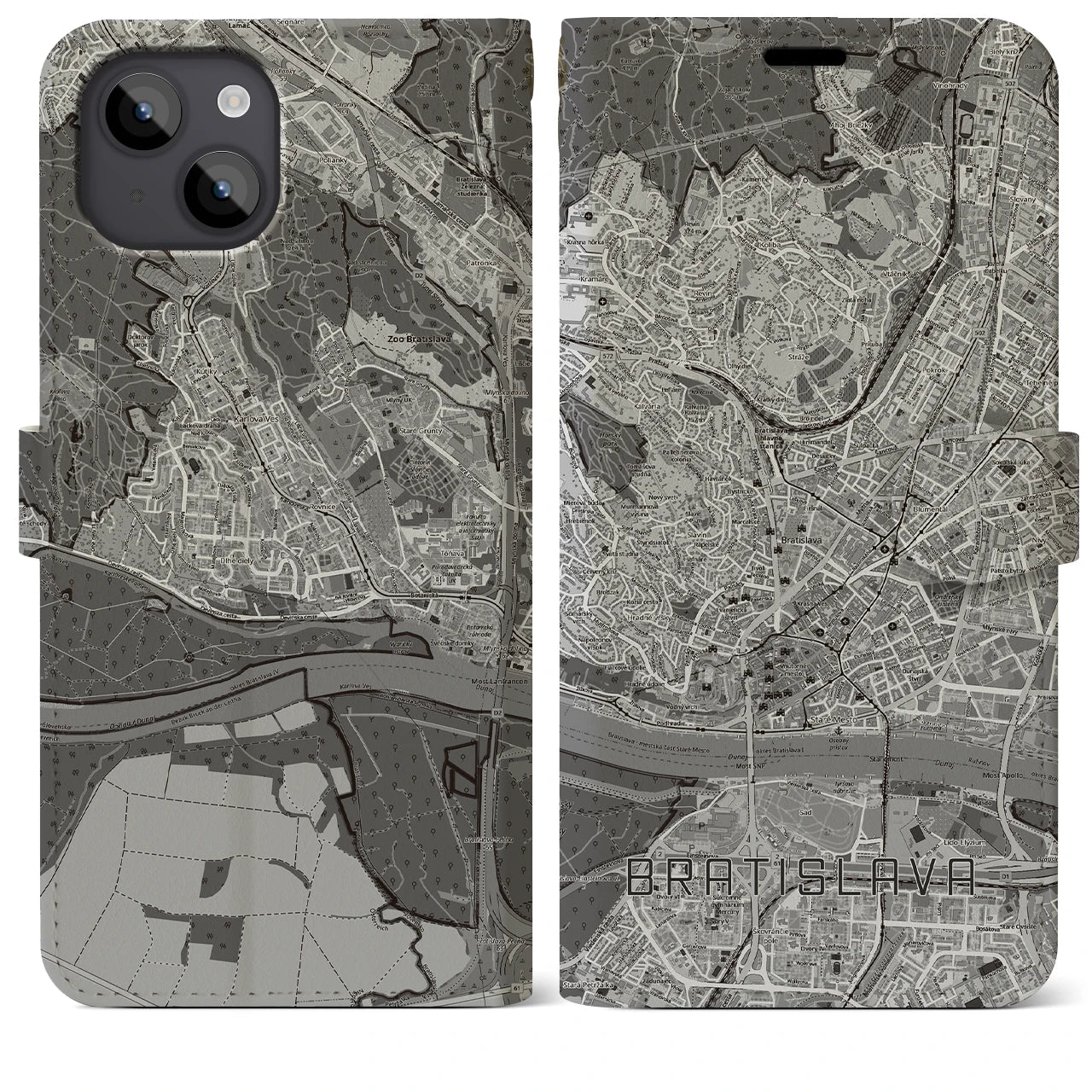 【ブラチスラヴァ（スロバキア）】地図柄iPhoneケース（手帳タイプ）