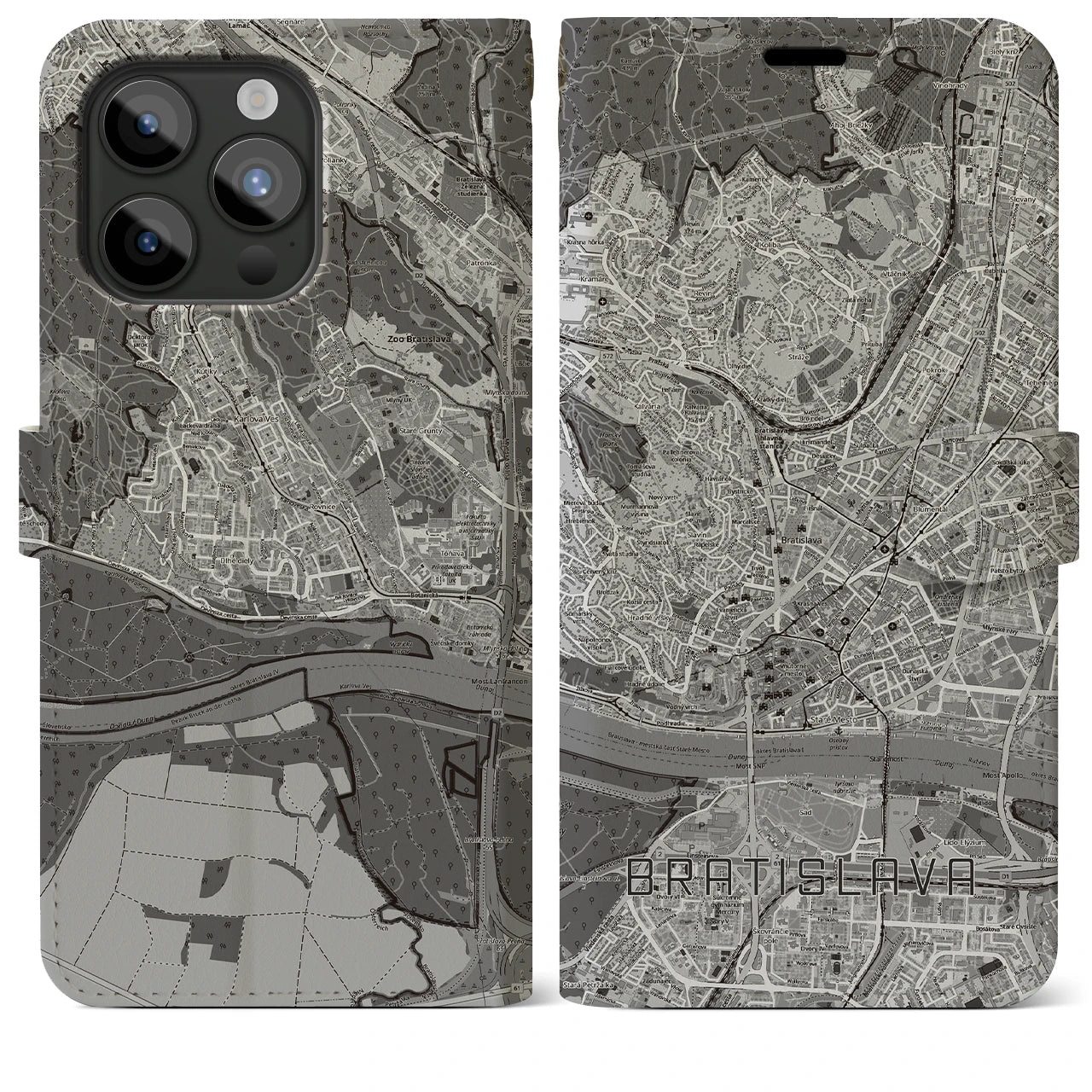 【ブラチスラヴァ（スロバキア）】地図柄iPhoneケース（手帳タイプ）