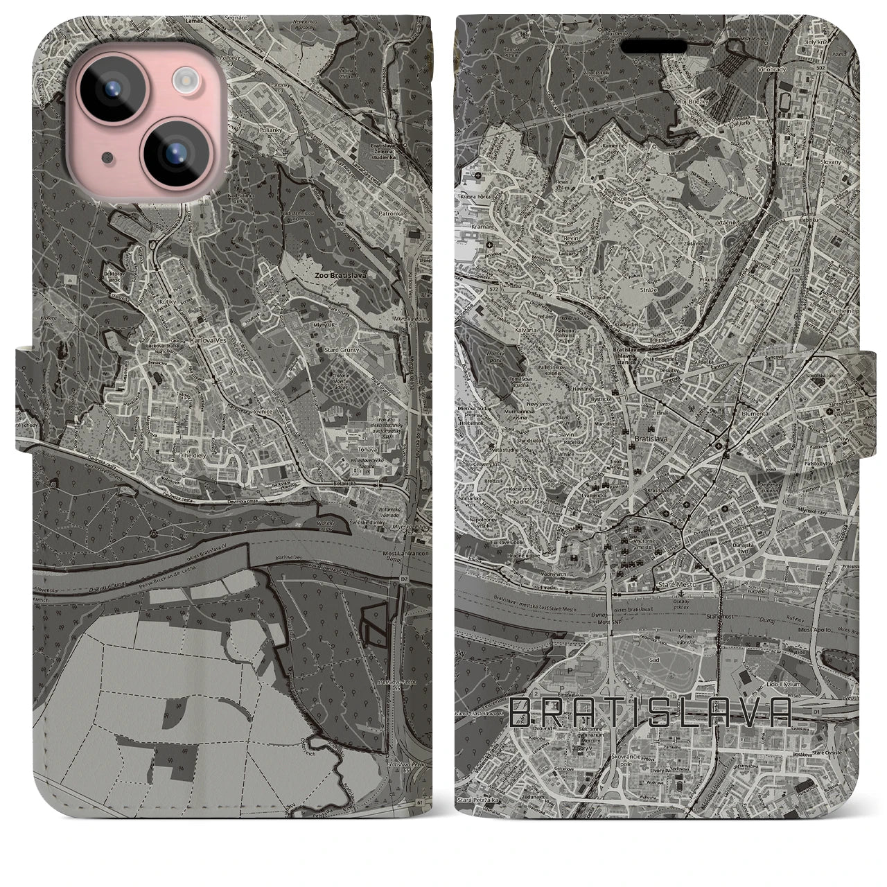 【ブラチスラヴァ（スロバキア）】地図柄iPhoneケース（手帳タイプ）